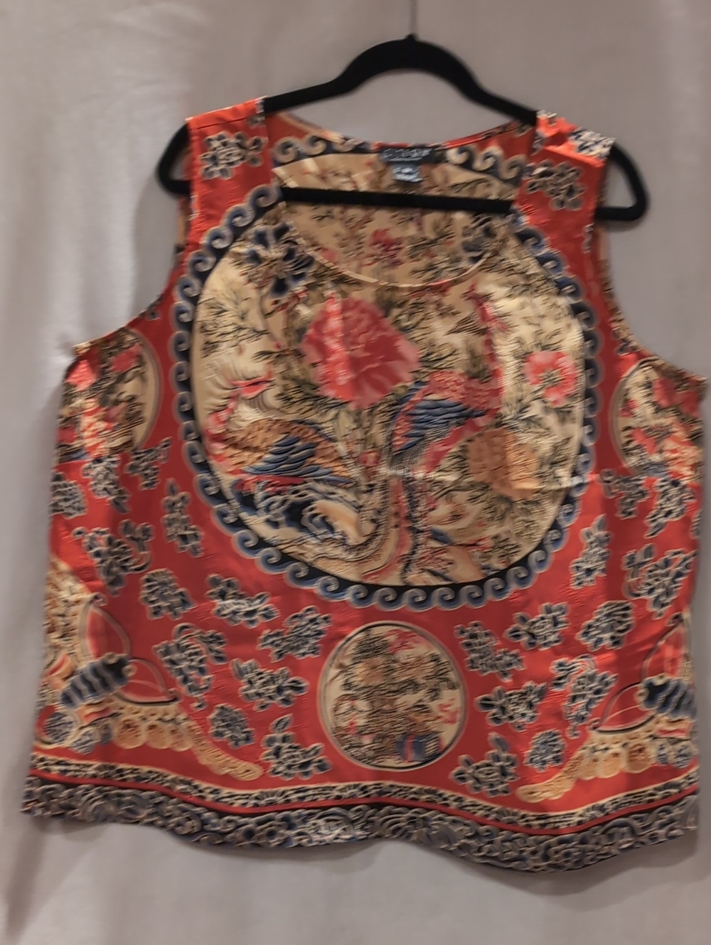Citron Orange Floral Medallion Tank Top
